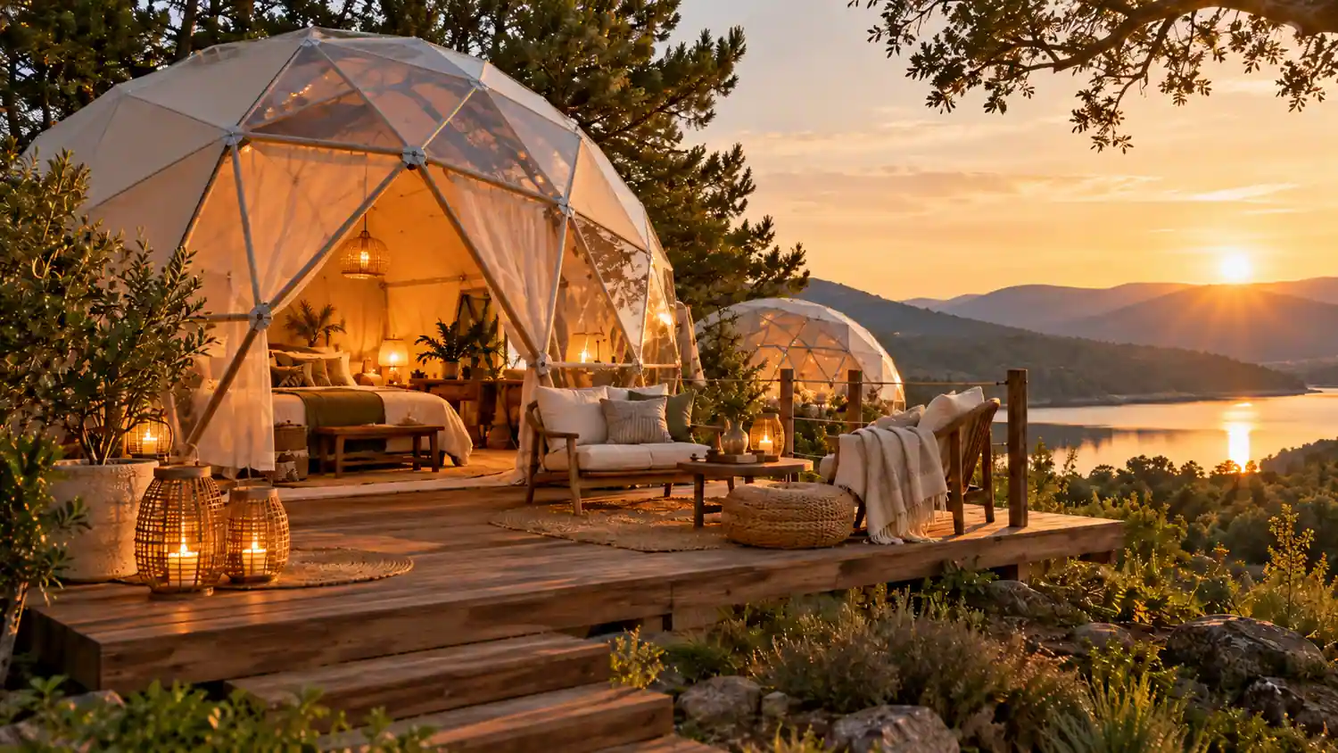 Luksusowy glamping o zachodzie słońca (1)